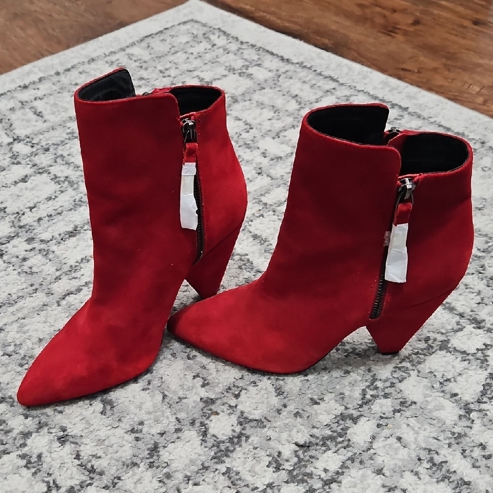 Keneth Cole Red Suede Ankle Boots